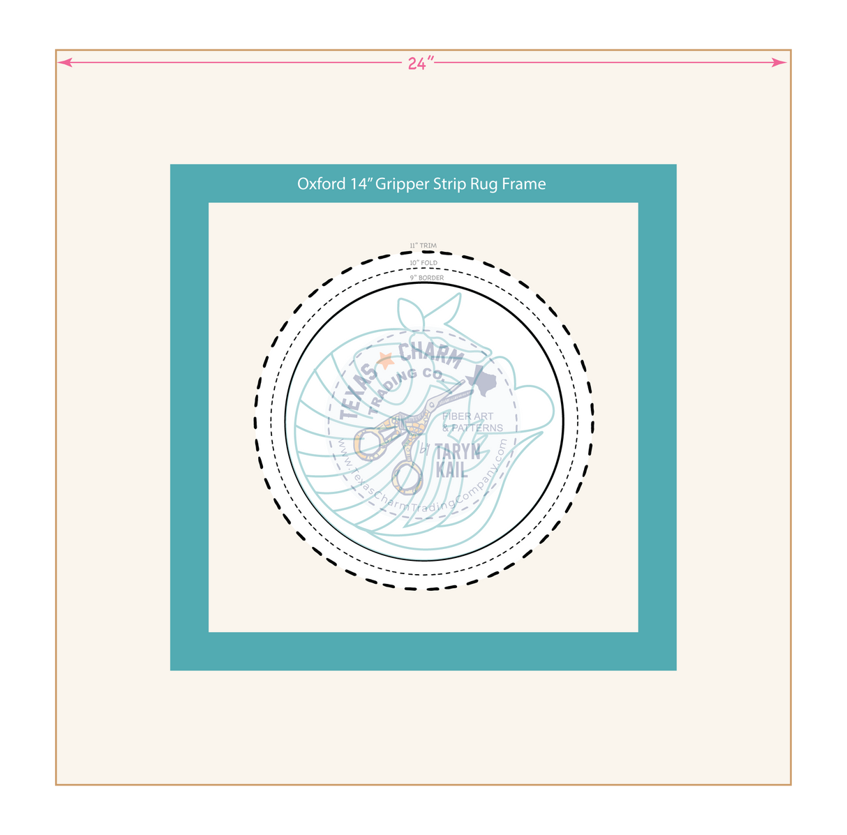 9" Trivet Round Traced Pattern: "I Love Armadillos"