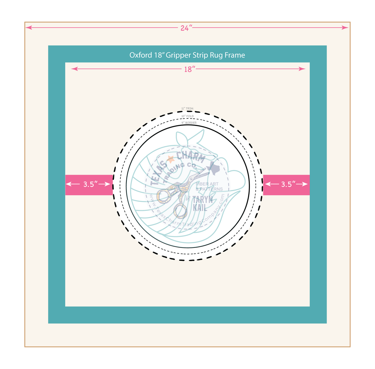 9" Trivet Round Traced Pattern: "I Love Armadillos"