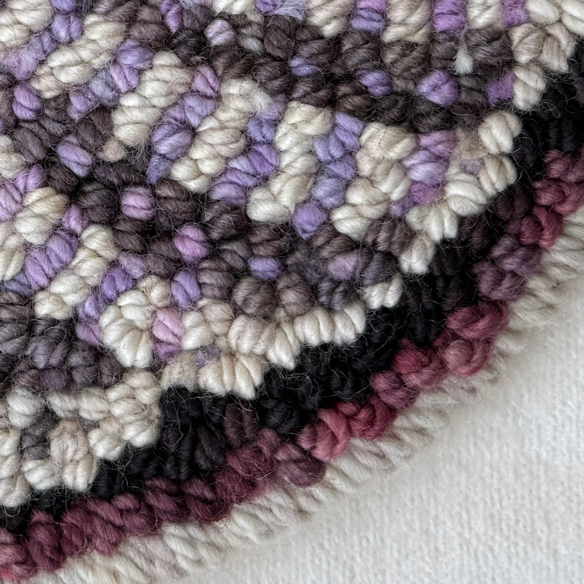 10" Round "Lavender Armadillo Love w Grey Edge and Starry Sky" Wool Trivet