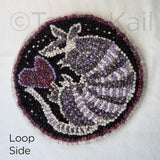 10" Round "Lavender Armadillo Love w Grey Edge and Starry Sky" Wool Trivet