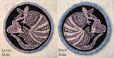 10" Round "Lavender Armadillo Love w Blue Edge" Wool Trivet
