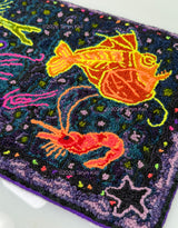 "Deep-Sea Starlight" Hand-Made 100% Wool Rug 14" x 24" by Taryn Kail
