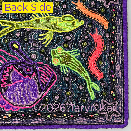 "Deep-Sea Starlight" Hand-Made 100% Wool Rug 14" x 24" by Taryn Kail