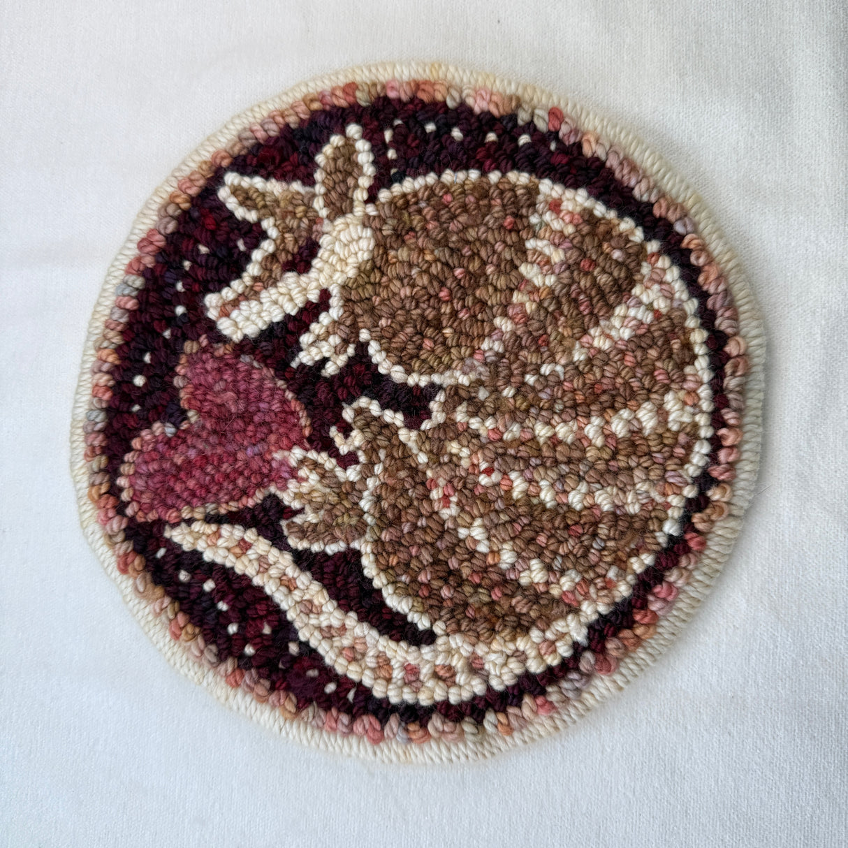 9" Trivet Round Traced Pattern: "I Love Armadillos"