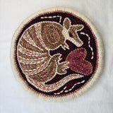 9" Trivet Round Traced Pattern: "I Love Armadillos"