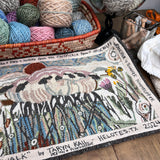 "The Sheepwalk"  14" x 24" Hand-Made 98% Wool 2% Sari Silk  Rug 14" x 24" by Taryn Kail