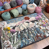 "The Sheepwalk"  14" x 24" Hand-Made 98% Wool 2% Sari Silk  Rug 14" x 24" by Taryn Kail